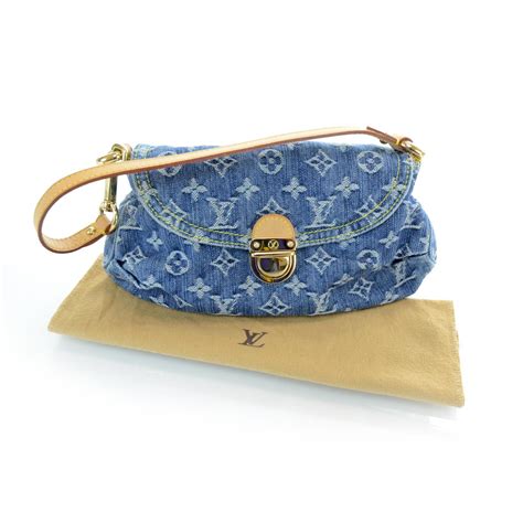 LOUIS VUITTON Monogram Denim Mini Pleaty Blue